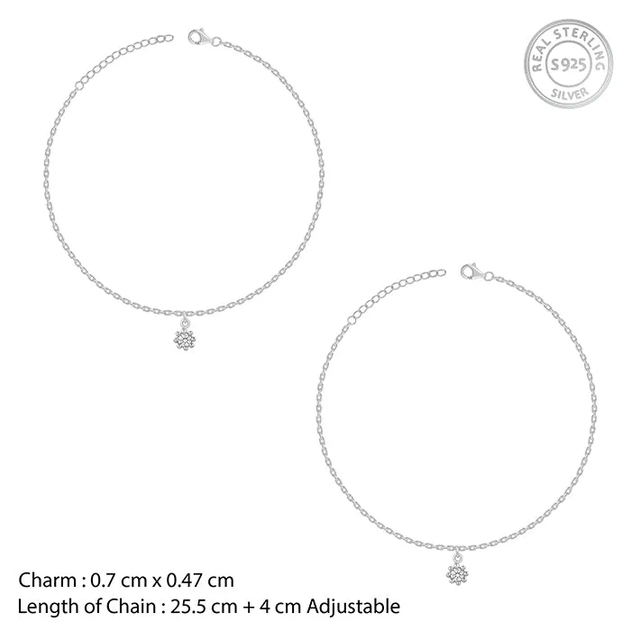 Silver Glow Linked Chain Anklet
