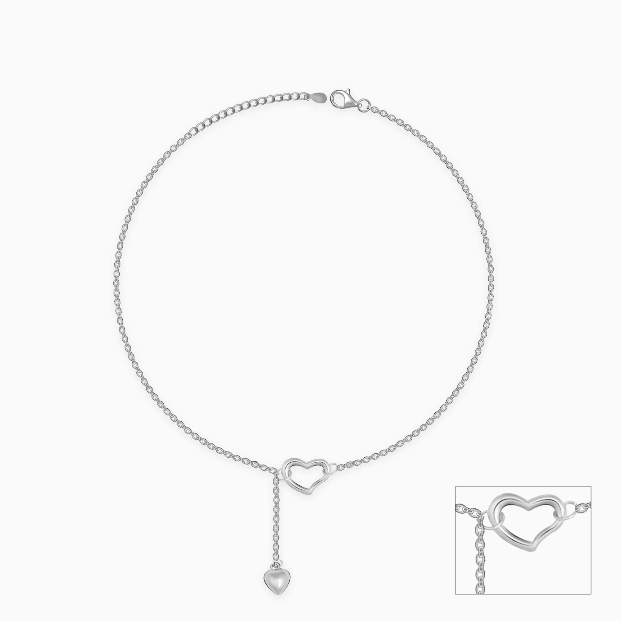 Silver Heart Melting Chain Anklet