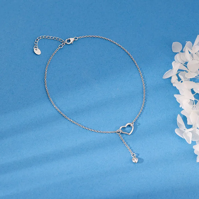 Silver Heart Melting Chain Anklet