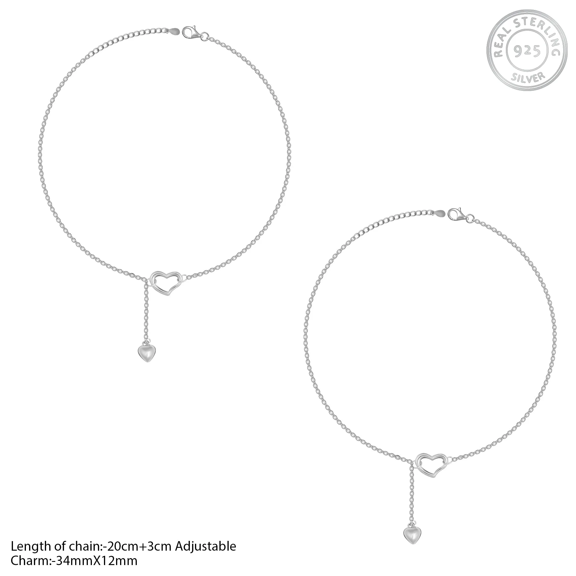 Silver Heart Melting Chain Anklet