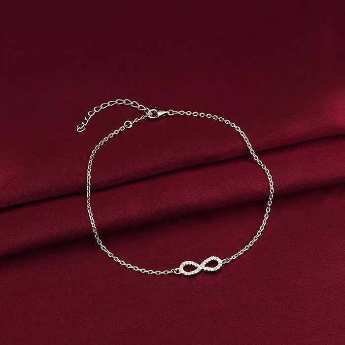 Silver Infinity Zircon Anklet