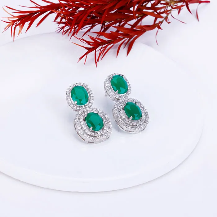 Silver Lovesick Green Earrings