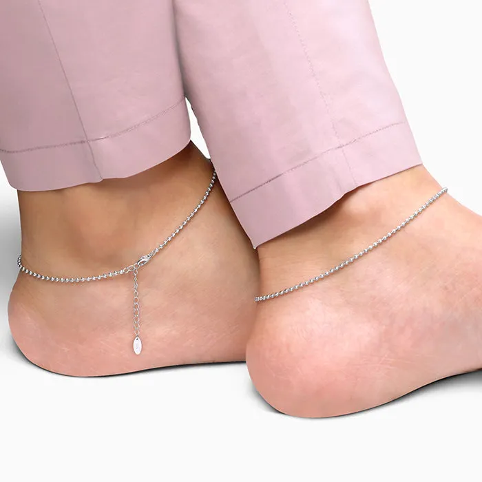 Silver Minimal Beaded Anklet