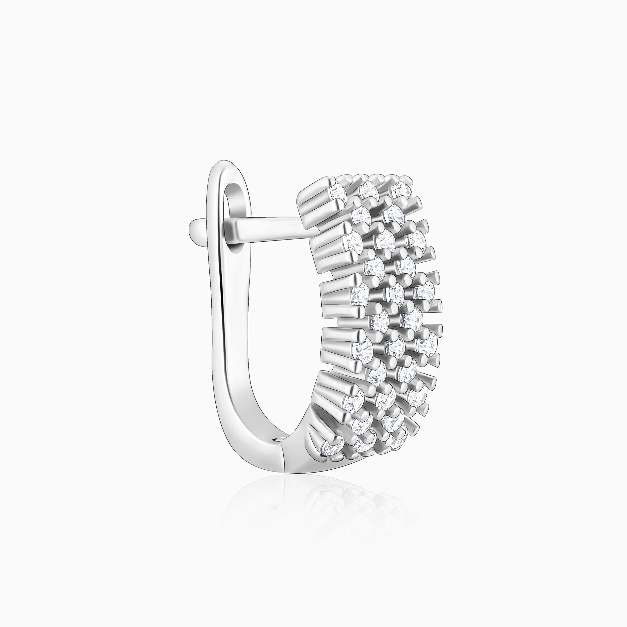 Silver Sparkling Shine Hoop Earrings