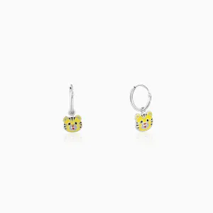 Silver Tiger Cub Kids Hoop Earrings (4-12 yrs)