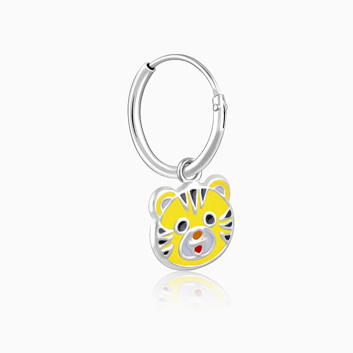 Silver Tiger Cub Kids Hoop Earrings (4-12 yrs)