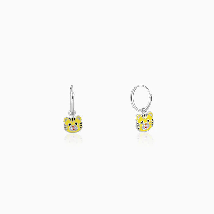 Silver Tiger Cub Kids Hoop Earrings (4-12 yrs)