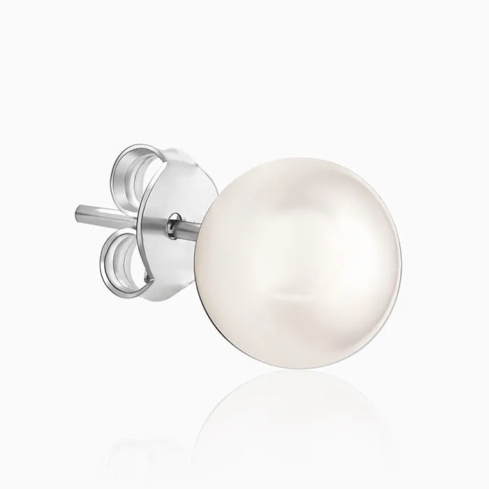 Silver White Pearl Earrings