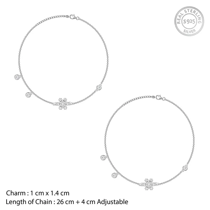 Silver Zircon Bubble Anklet