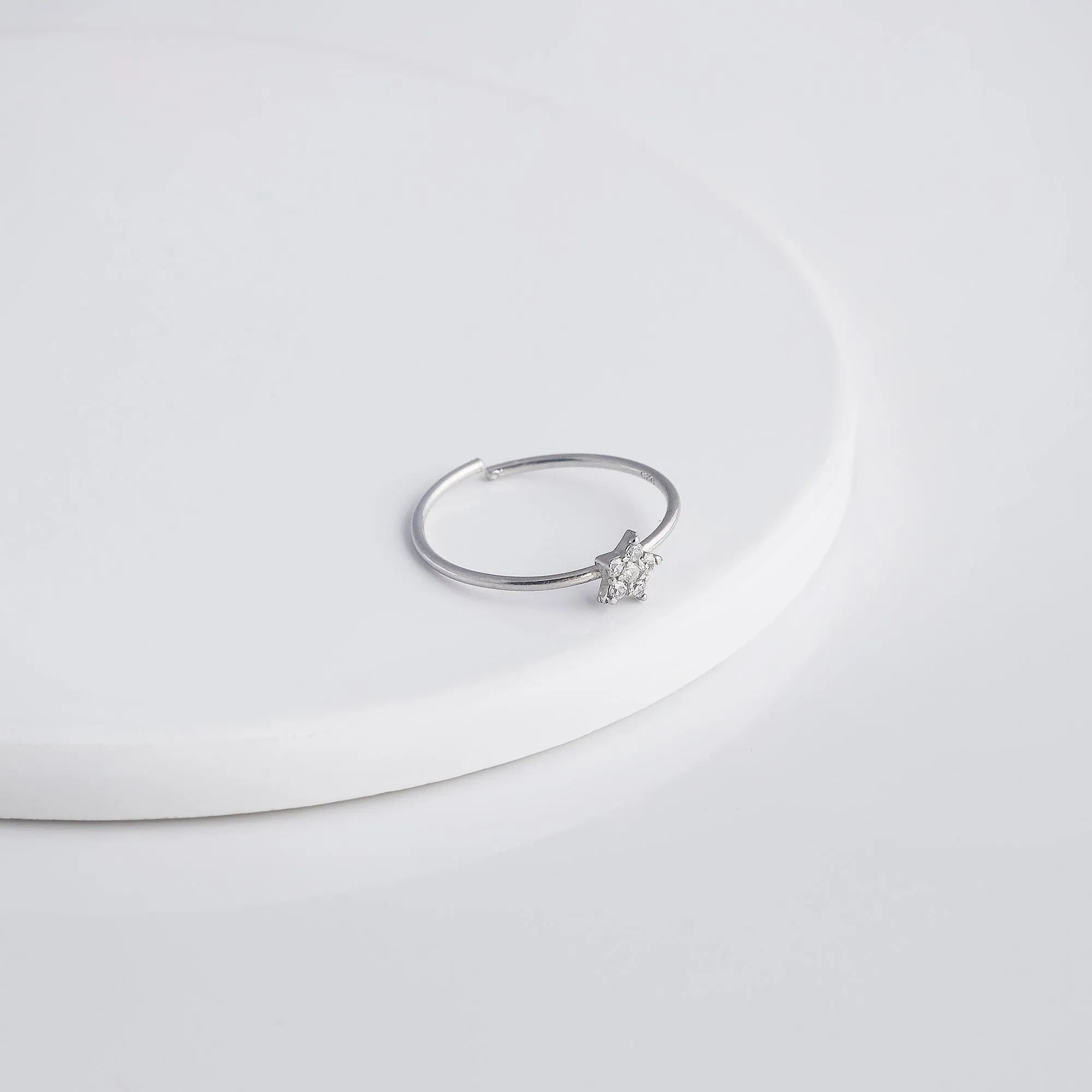 Silver Zircon Constellation Ring