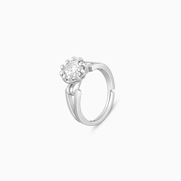 Silver Zircon Loop Ring