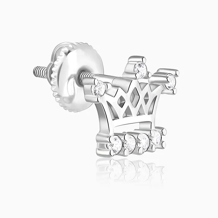Silver Zircon Sparkling Crown Earrings