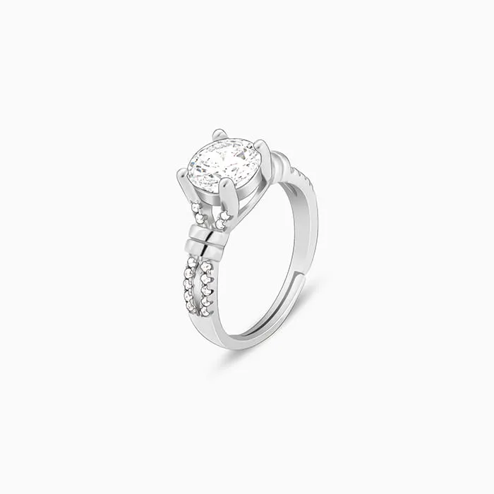 Silver Zircon Studded Ring