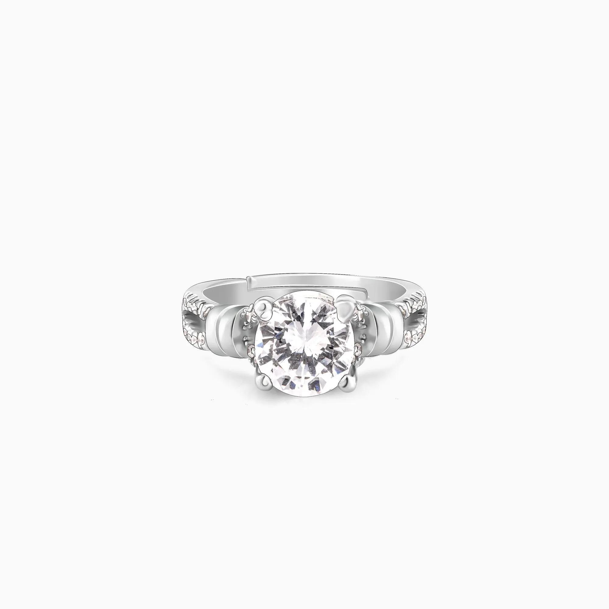 Silver Zircon Studded Ring