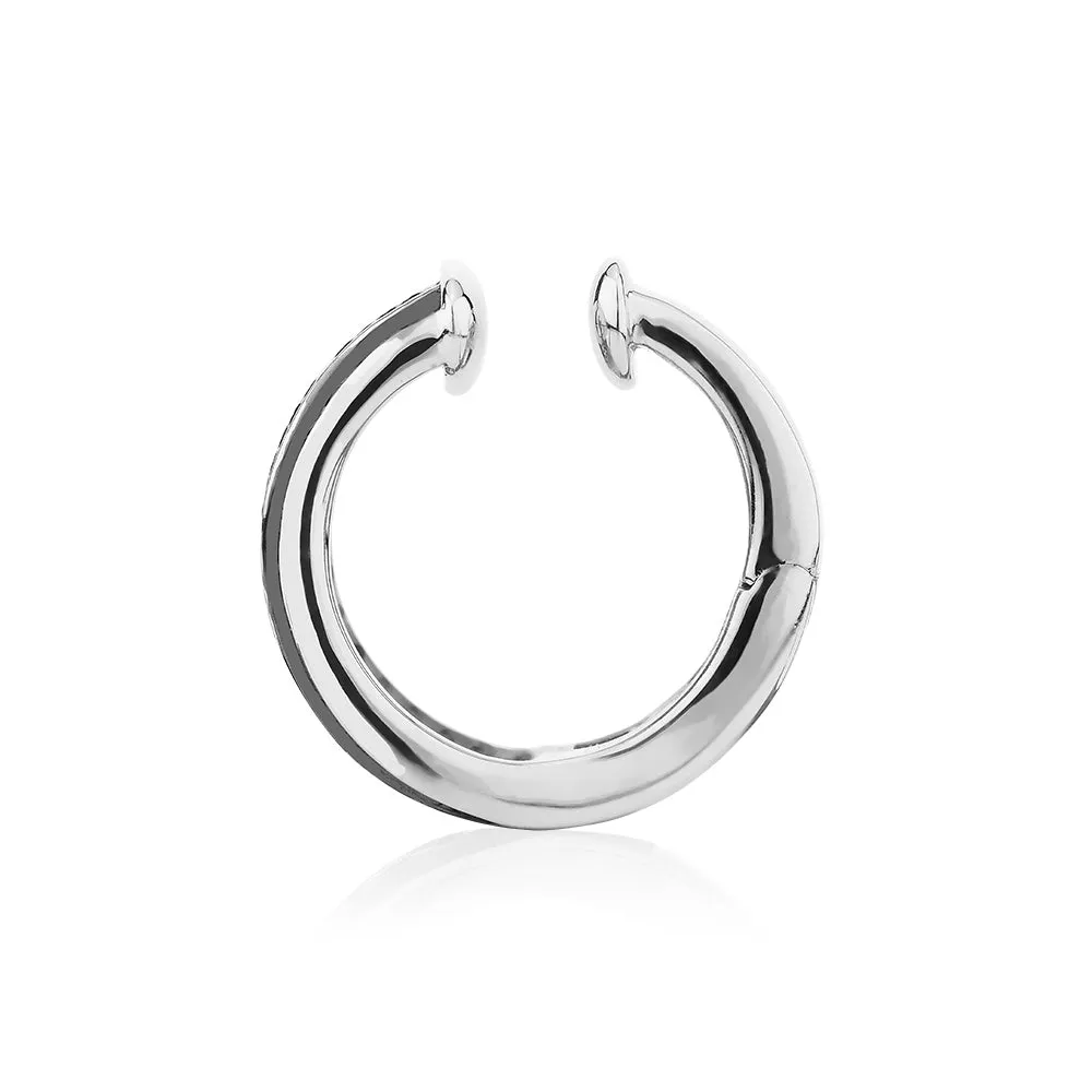 Single earring cuff with 0.25 carats* of diamond simulants in 10 carat white gold and sterling silver