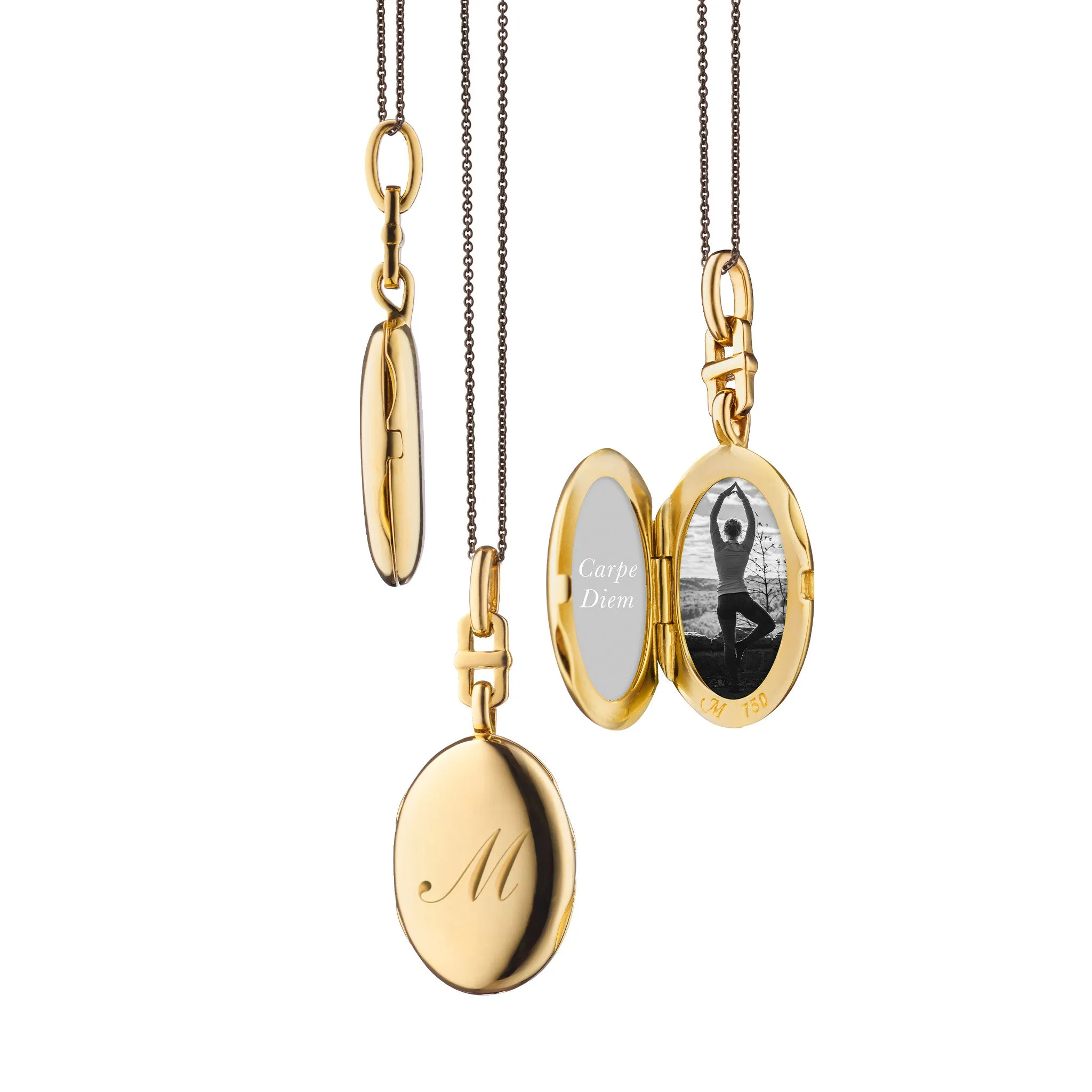Slim "Eve" 18K Gold Engraved Locket Necklace