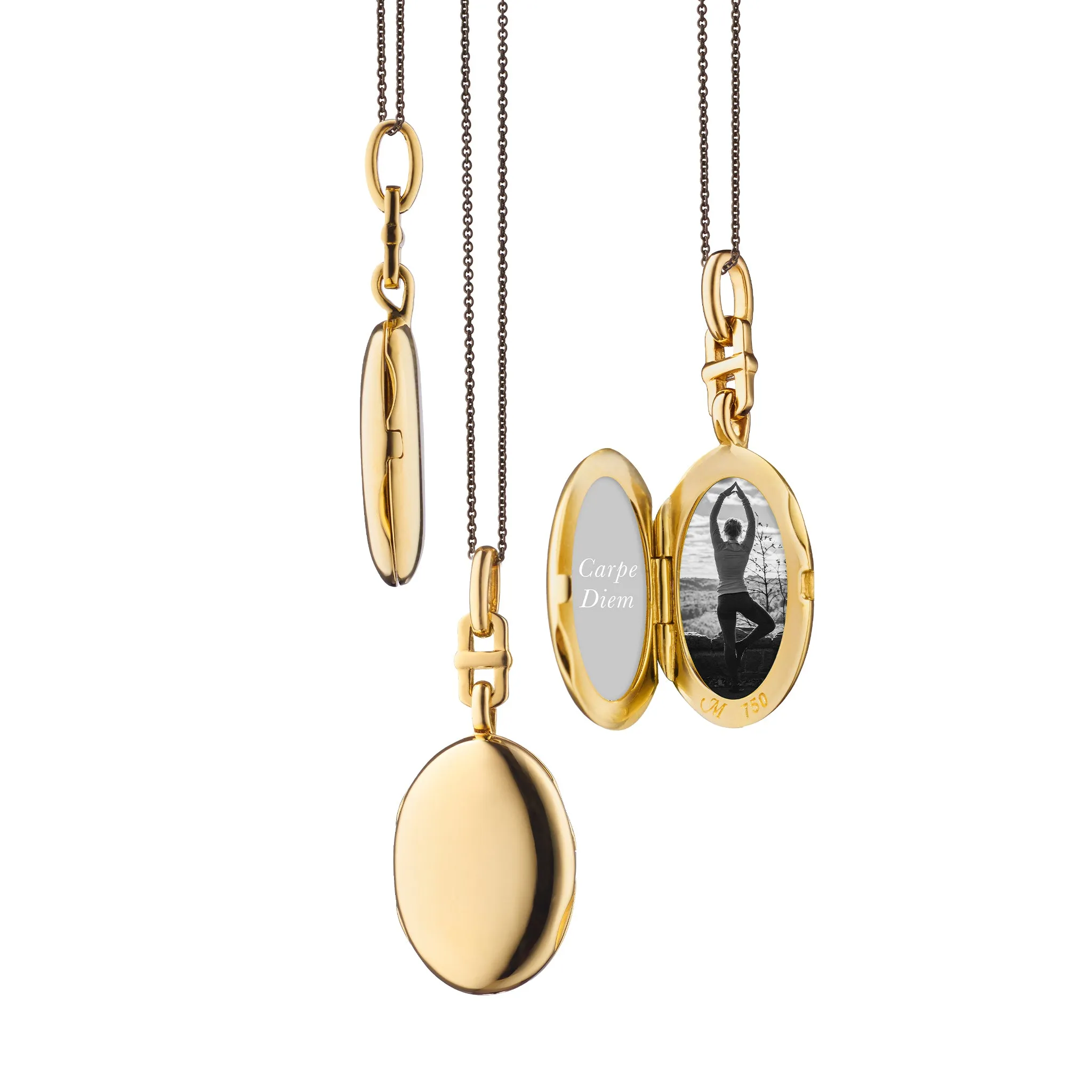 Slim "Eve" 18K Gold Engraved Locket Necklace