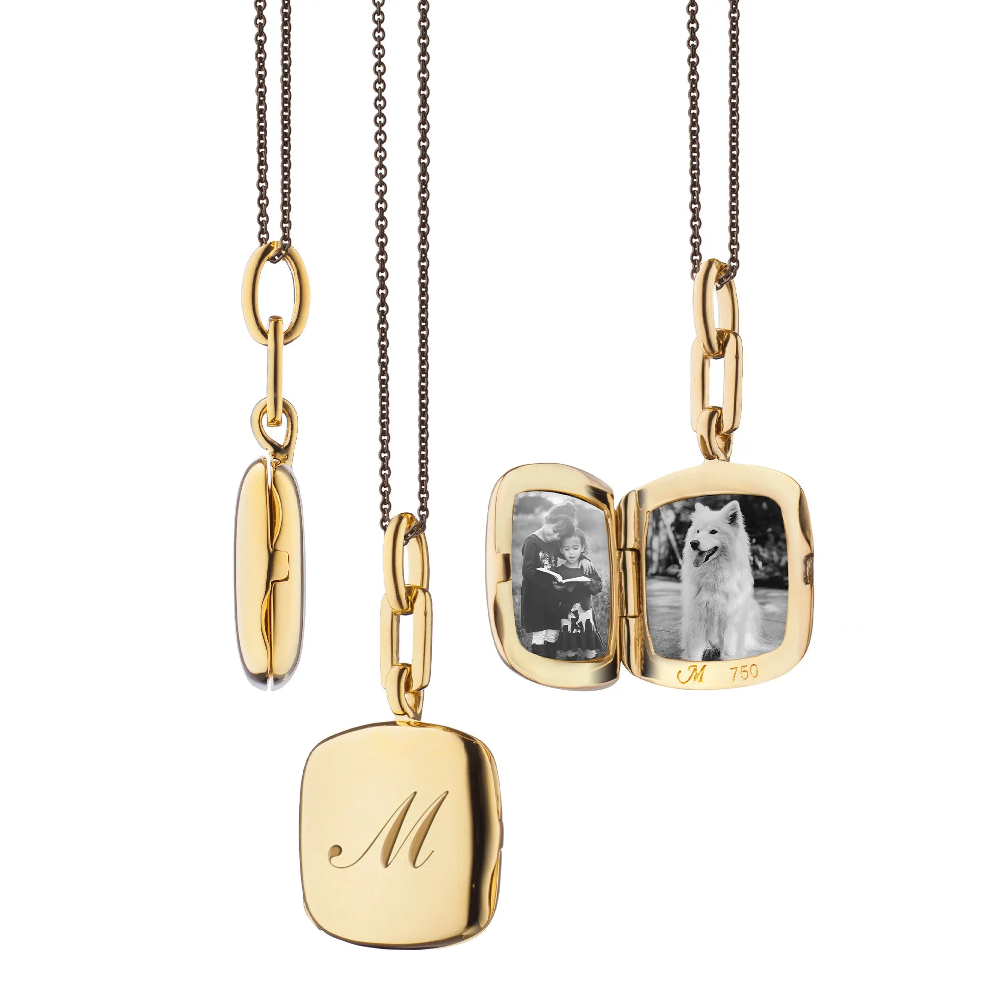 Slim "Viv" 18K Gold Engraved Locket Necklace