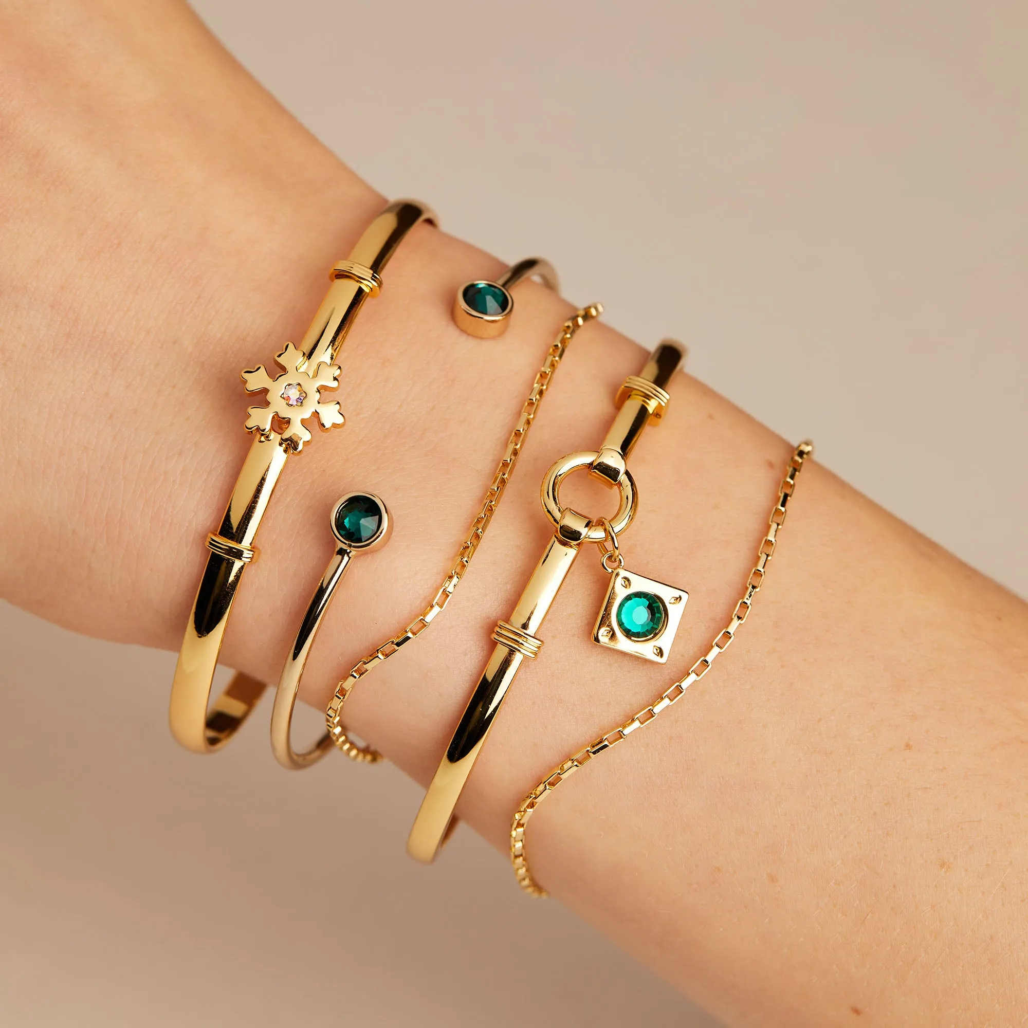 Snowflake Clip Bangle Bracelet