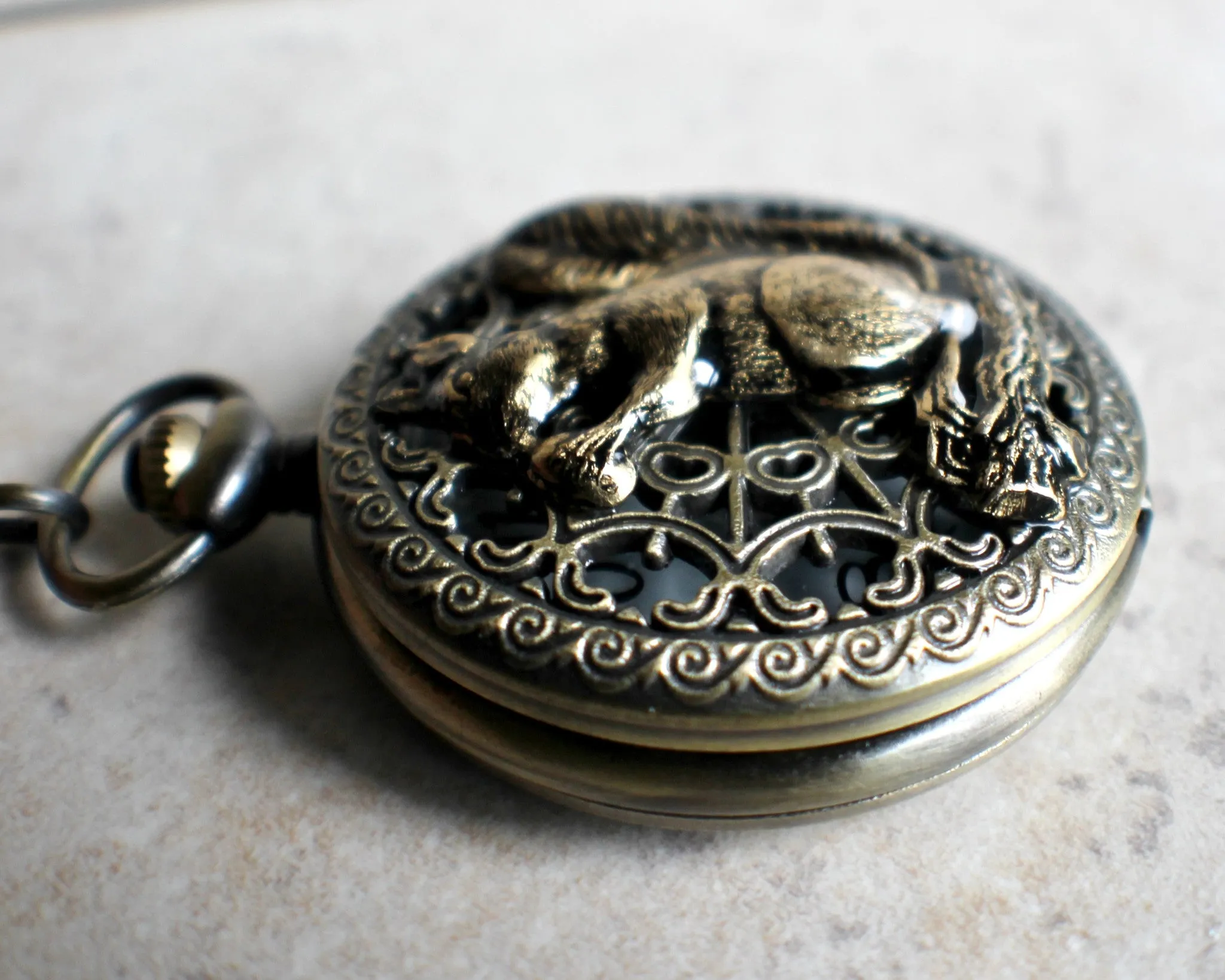 Squirrel Battery Operated Pocket Watch