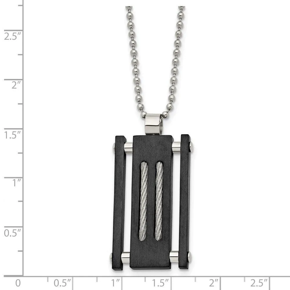 Stainless Steel Brushed and Polished Black IP Cable Necklace