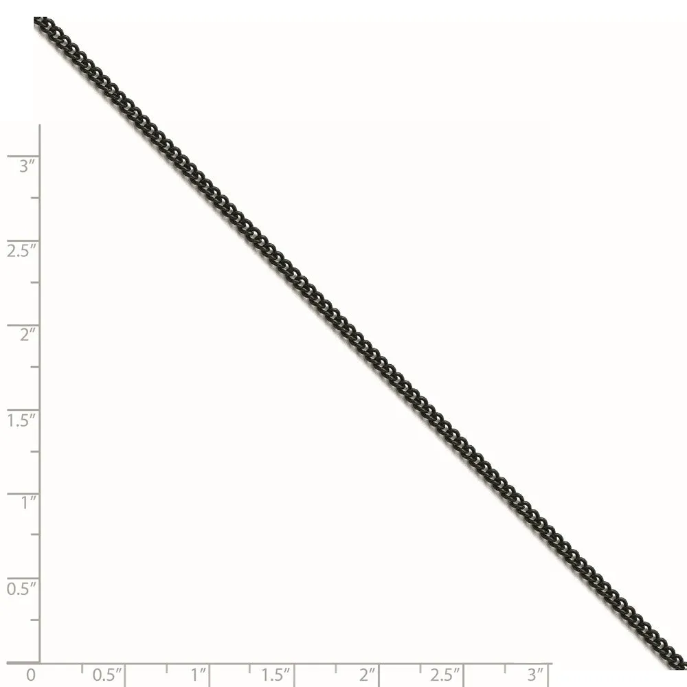 Stainless Steel Polished Black IP-plated 2.25mm Round Curb Chain | SRN1607