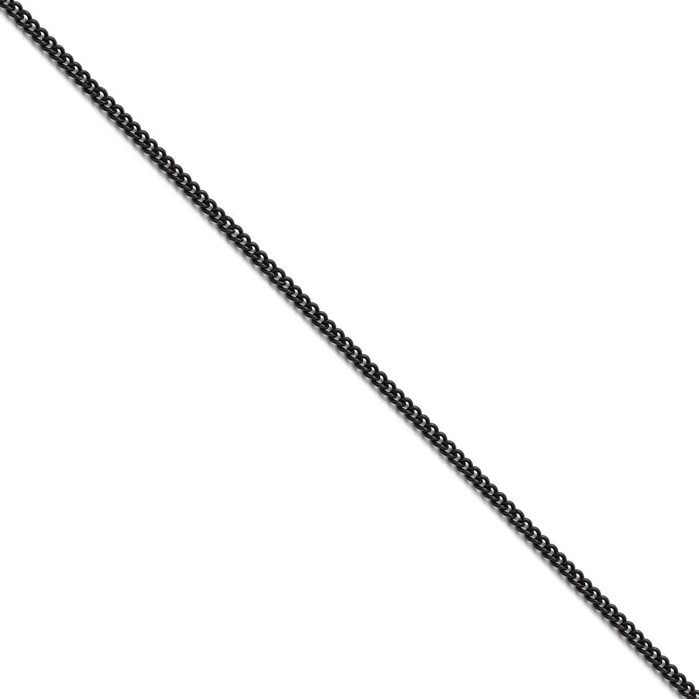 Stainless Steel Polished Black IP-plated 2.25mm Round Curb Chain | SRN1607
