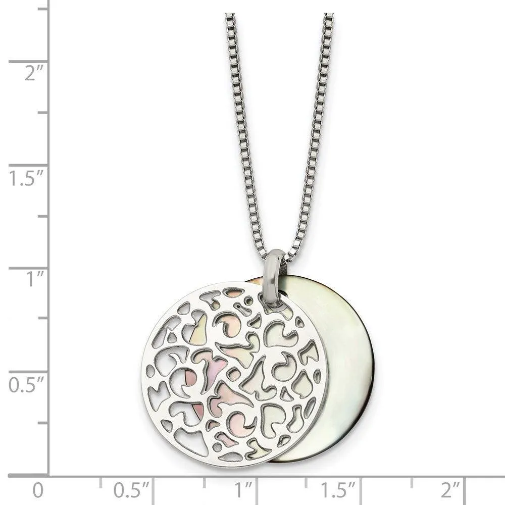 Stainless Steel Polished Mother of Pearl Pendant Necklace