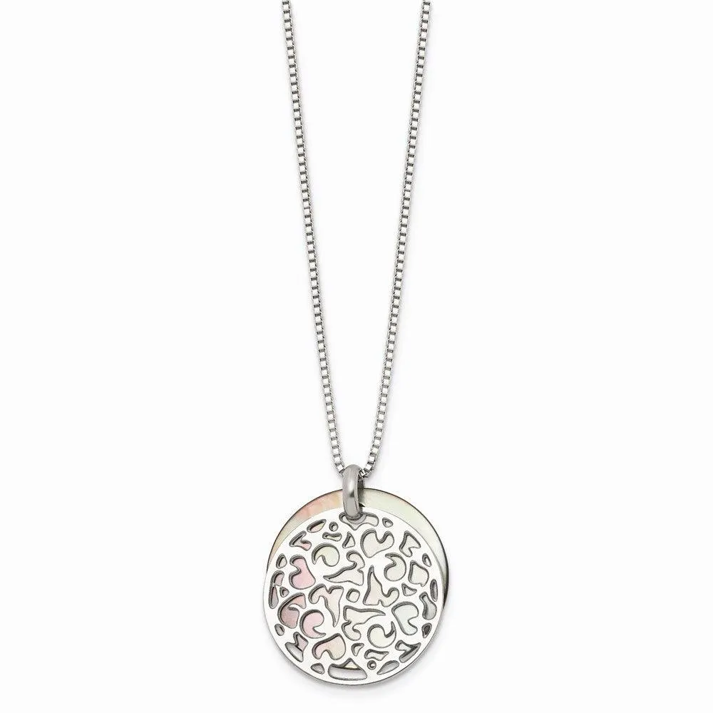 Stainless Steel Polished Mother of Pearl Pendant Necklace