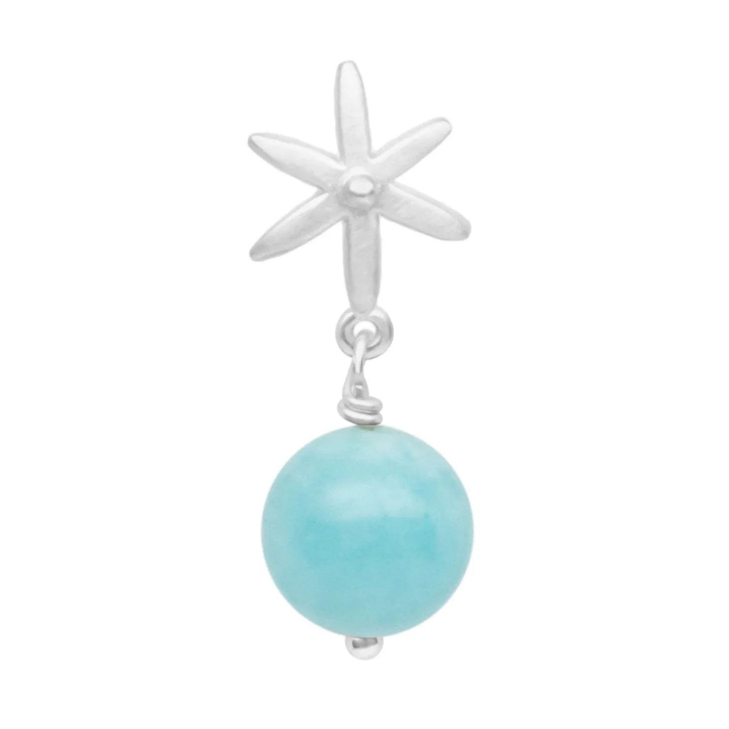 Star Post Earring w/ Gemstone Ball Drop