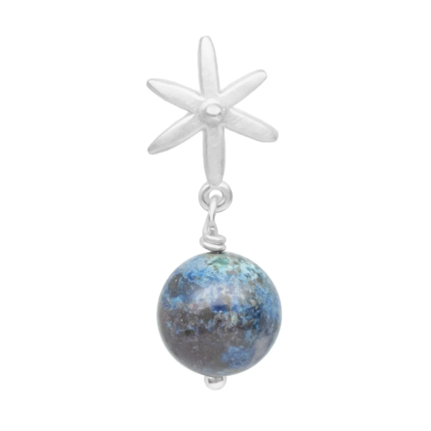 Star Post Earring w/ Gemstone Ball Drop