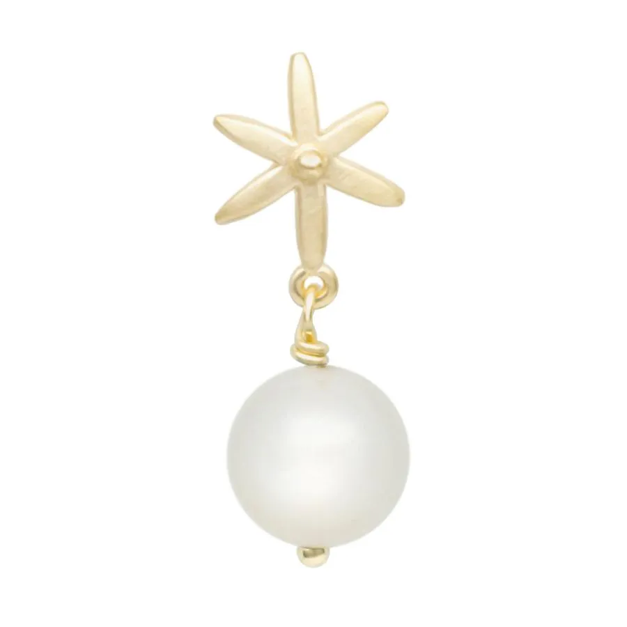 Star Post Earring w/ Gemstone Ball Drop