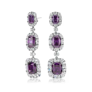 Statement earrings with amethyst simulants and 12.46 carats* of diamond simulants in sterling silver
