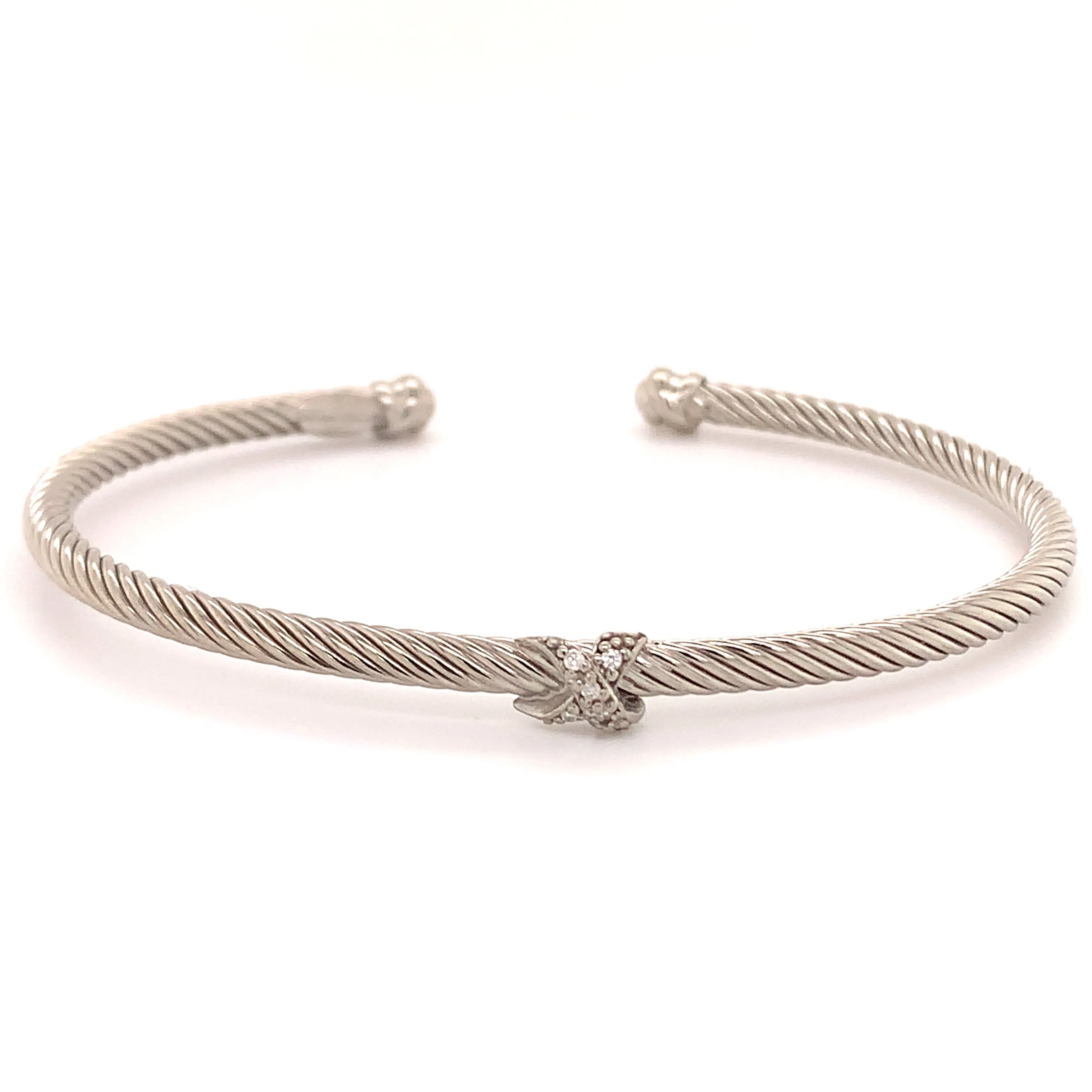 Sterling Silver and Diamond Bangle