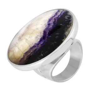Sterling Silver Blue John Hallmark Large Round Ring