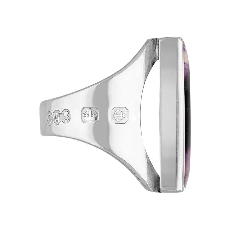 Sterling Silver Blue John Hallmark Medium Square Ring
