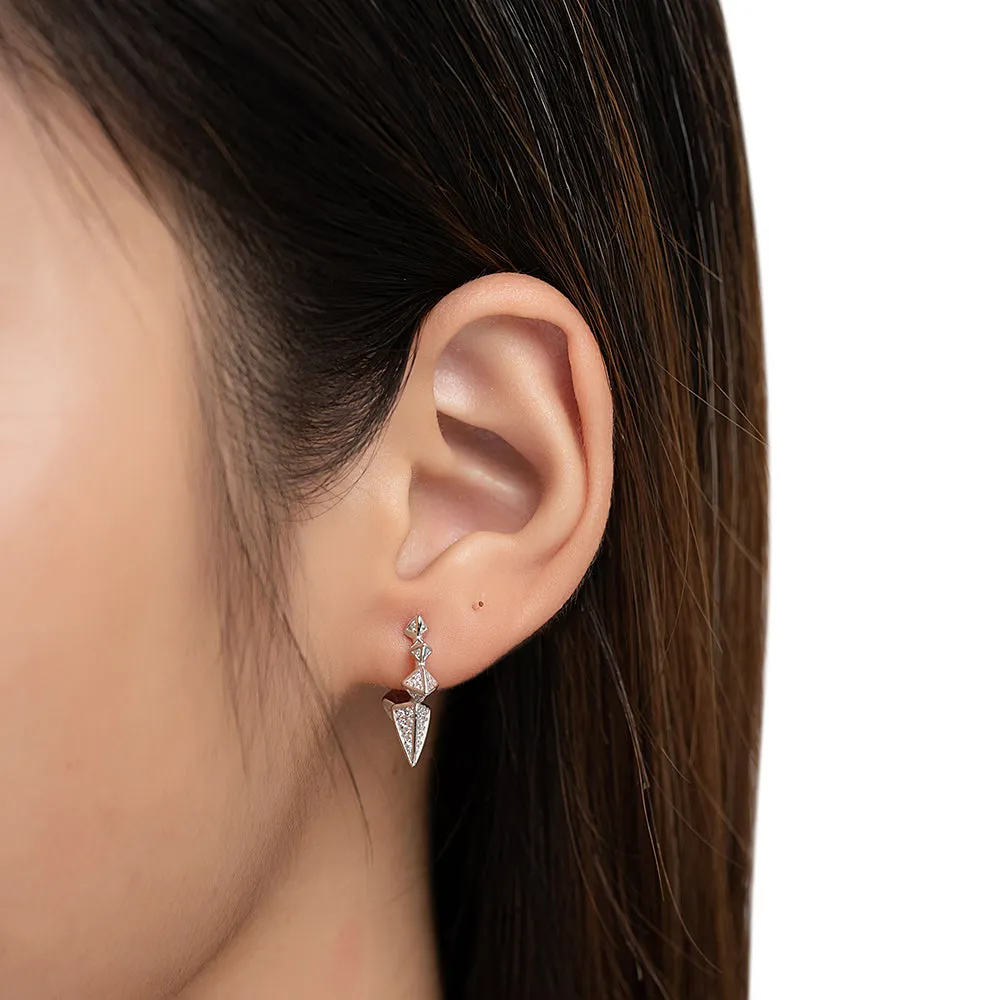 Sterling Silver CZ Thorn Earrings