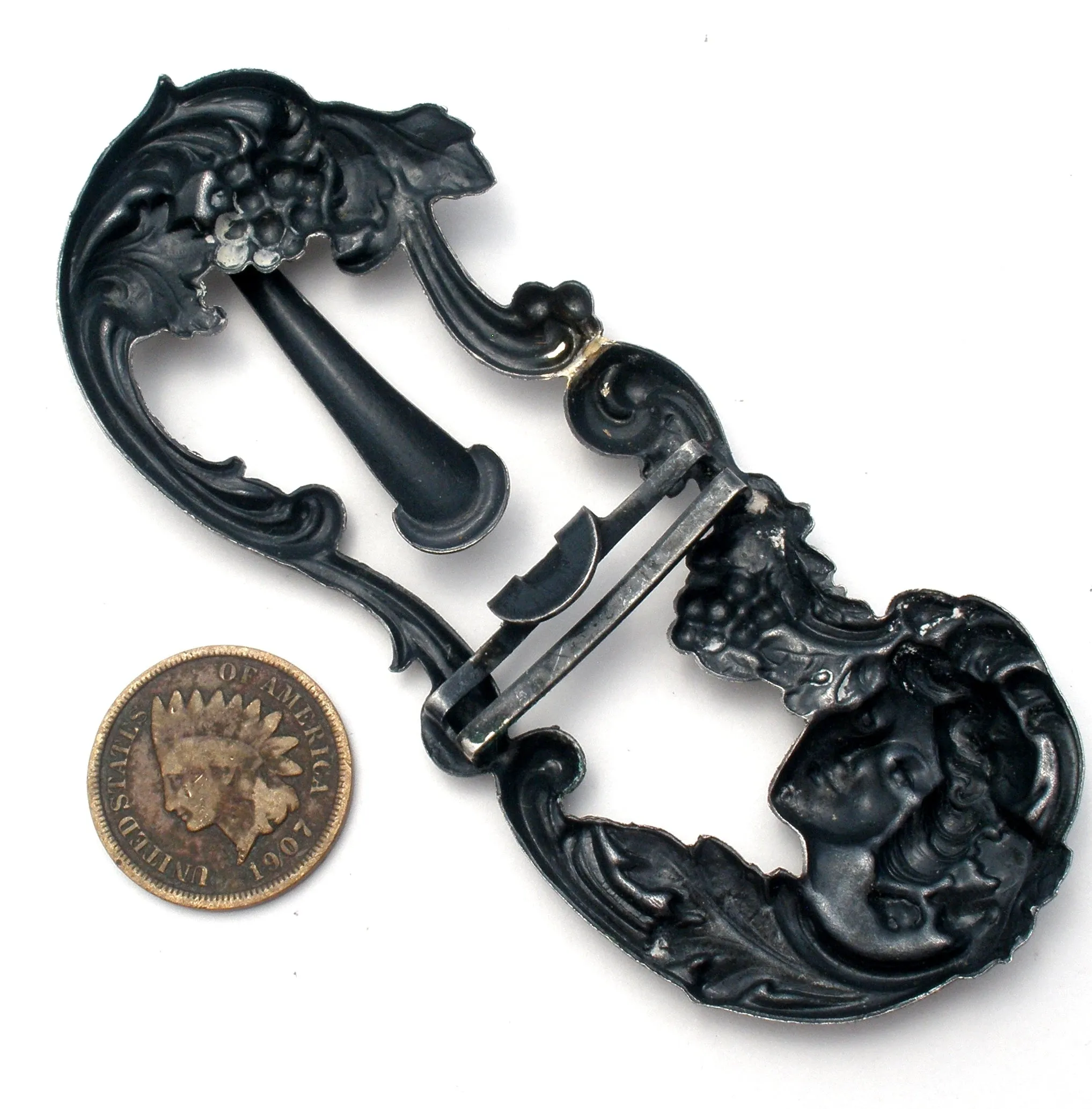 Sterling Silver Lady Buckle Art Nouveau