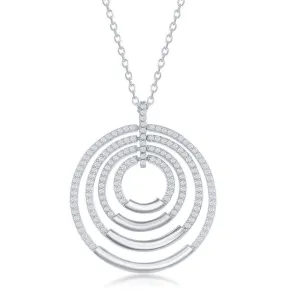 Sterling Silver Multi-Circle Cubic Zirconia Necklace