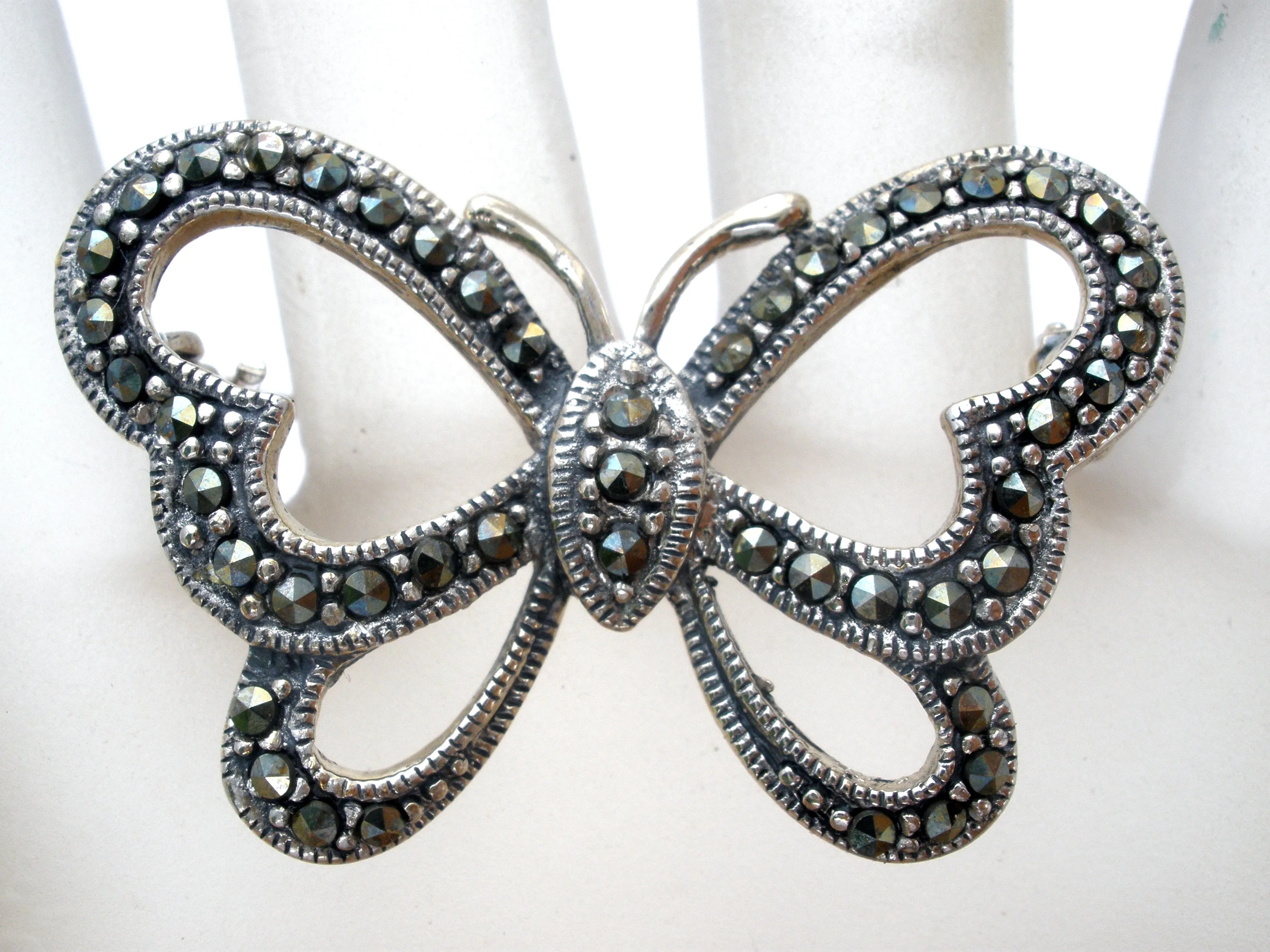 Sterling Silver Open Work Butterfly Brooch Pin