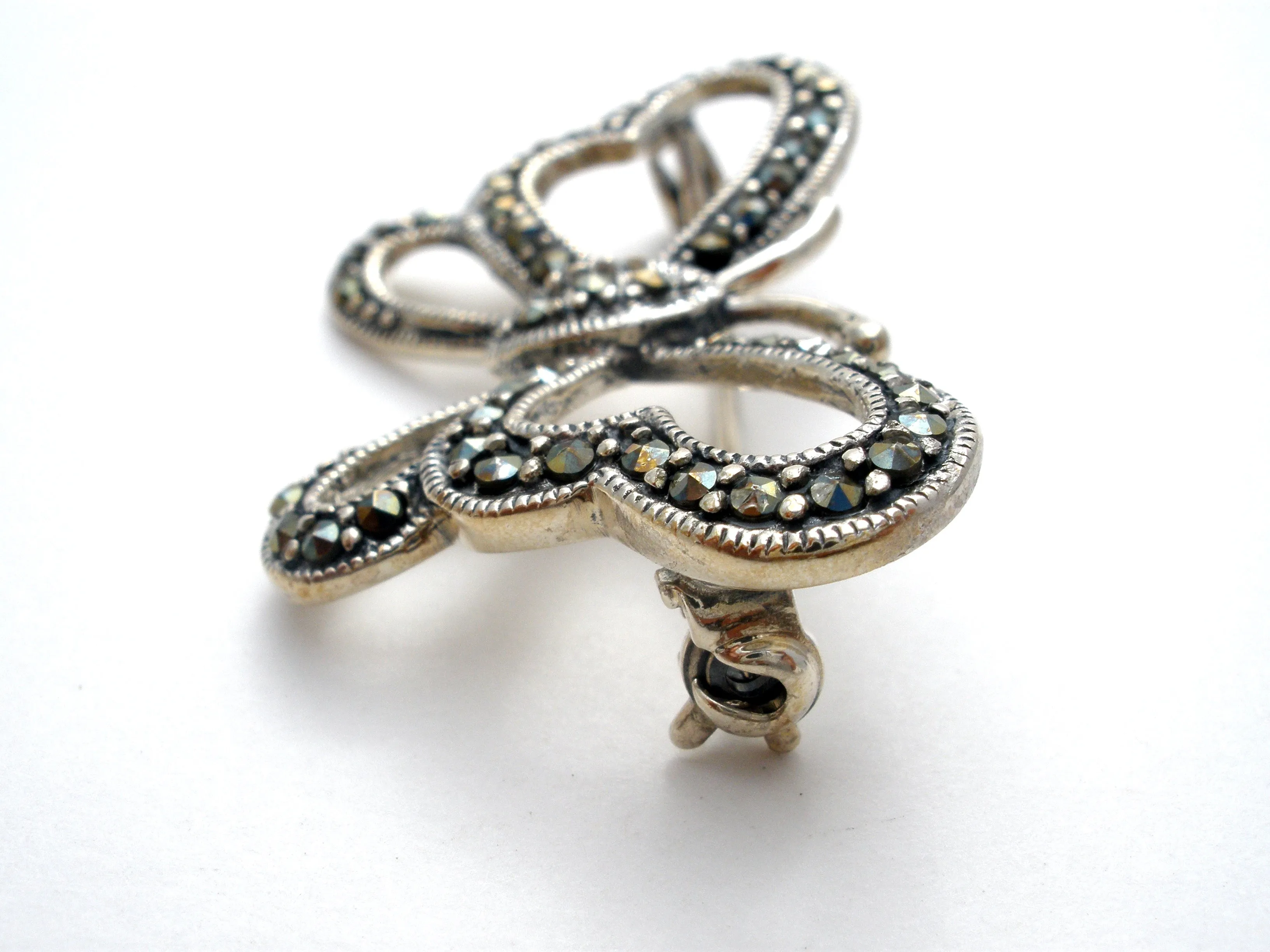 Sterling Silver Open Work Butterfly Brooch Pin