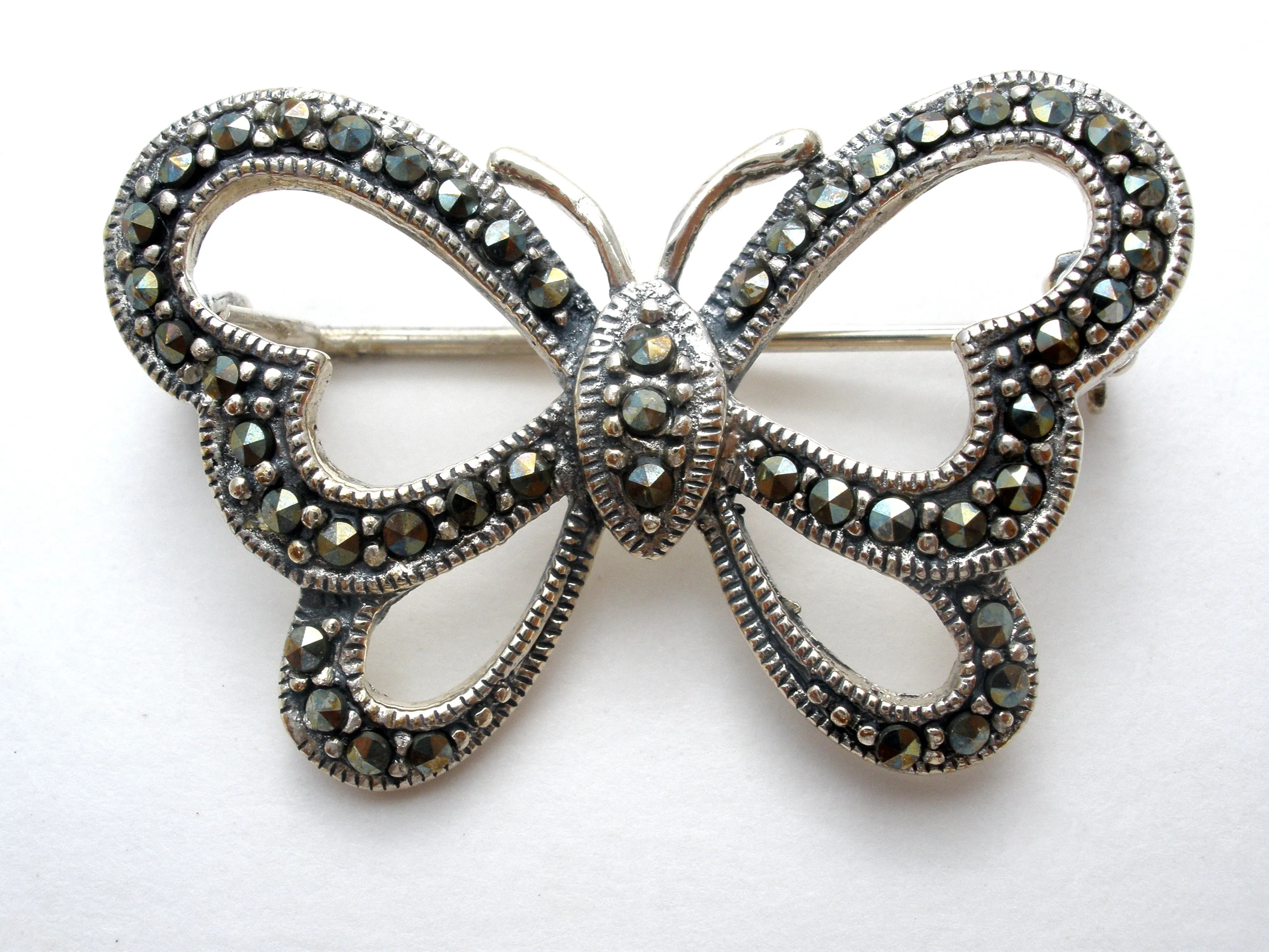 Sterling Silver Open Work Butterfly Brooch Pin
