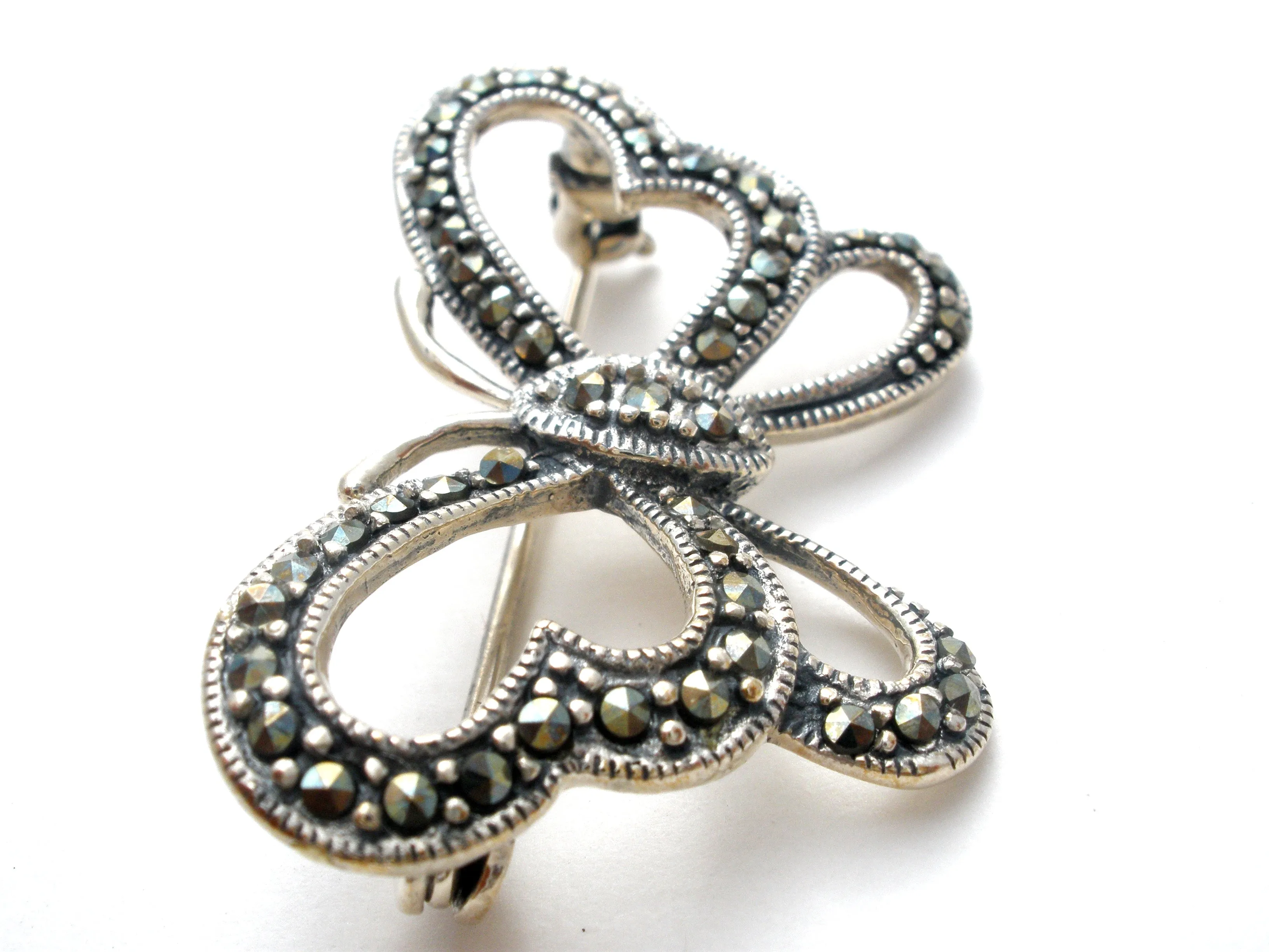 Sterling Silver Open Work Butterfly Brooch Pin