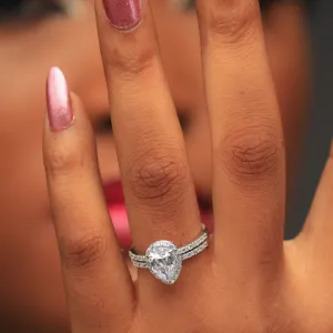 Sterling Silver Pear Shape Bridal Set - 08AS75