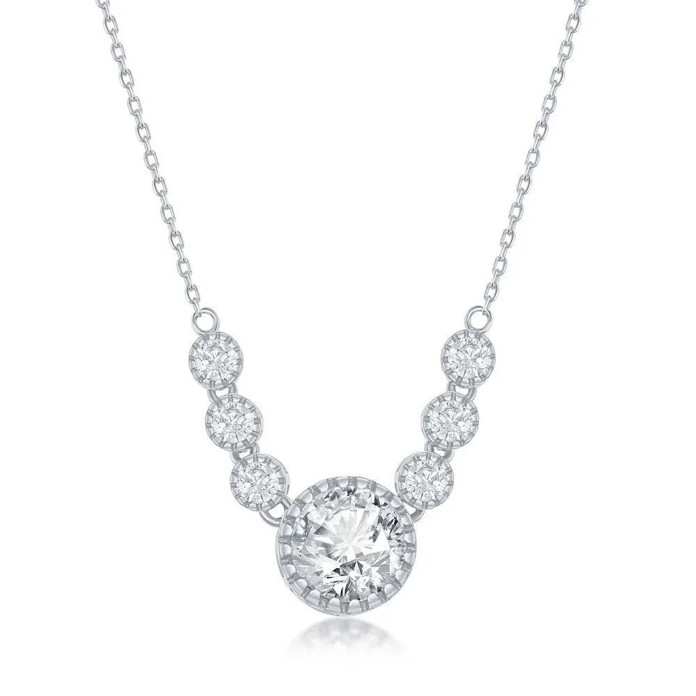 Sterling Silver Round Cubic Zirconia Necklace