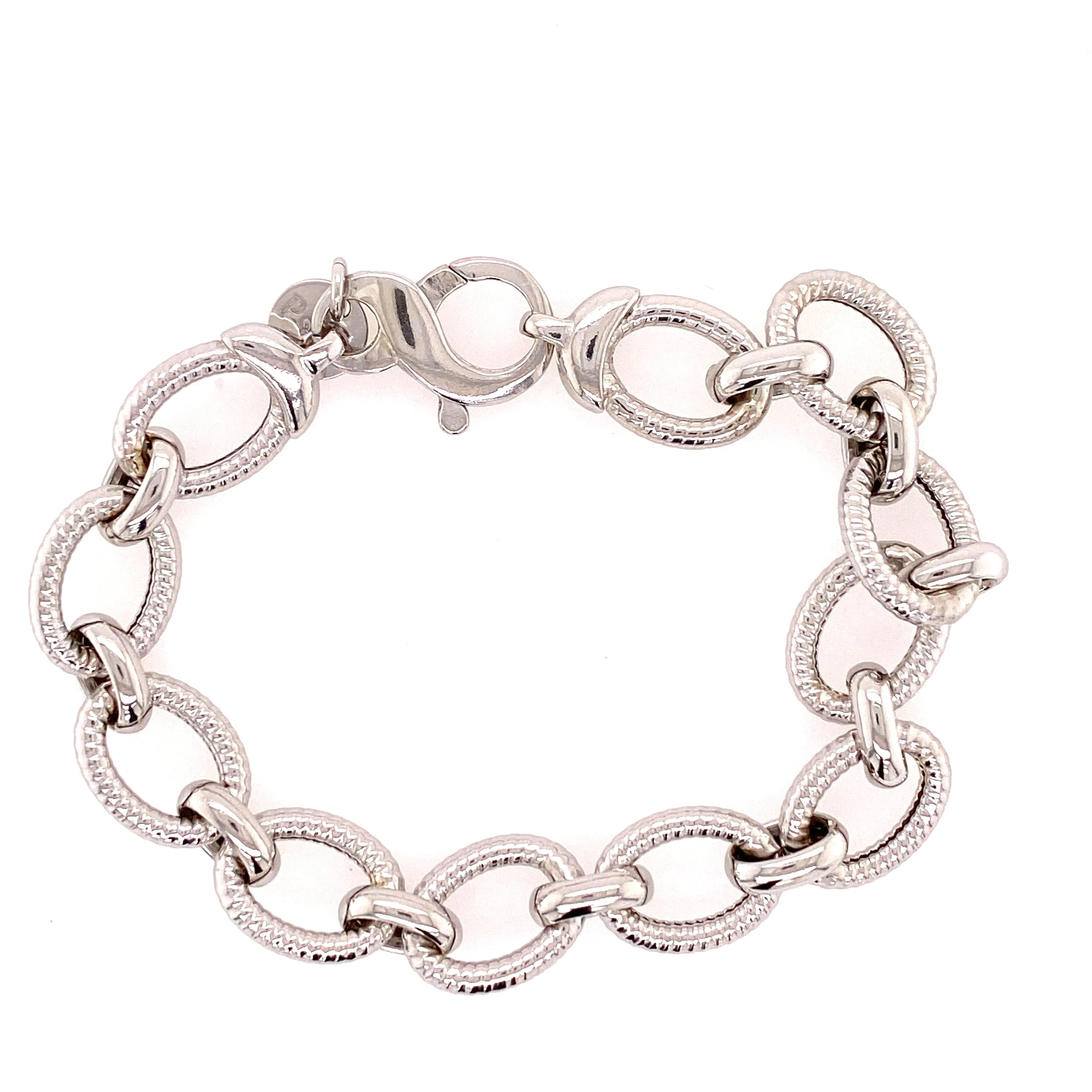 sterling silver scalloped link bracelet