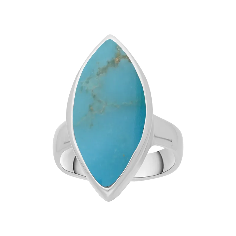 Sterling Silver Turquoise Chunky Marquise Ring D
