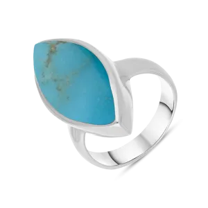 Sterling Silver Turquoise Chunky Marquise Ring D