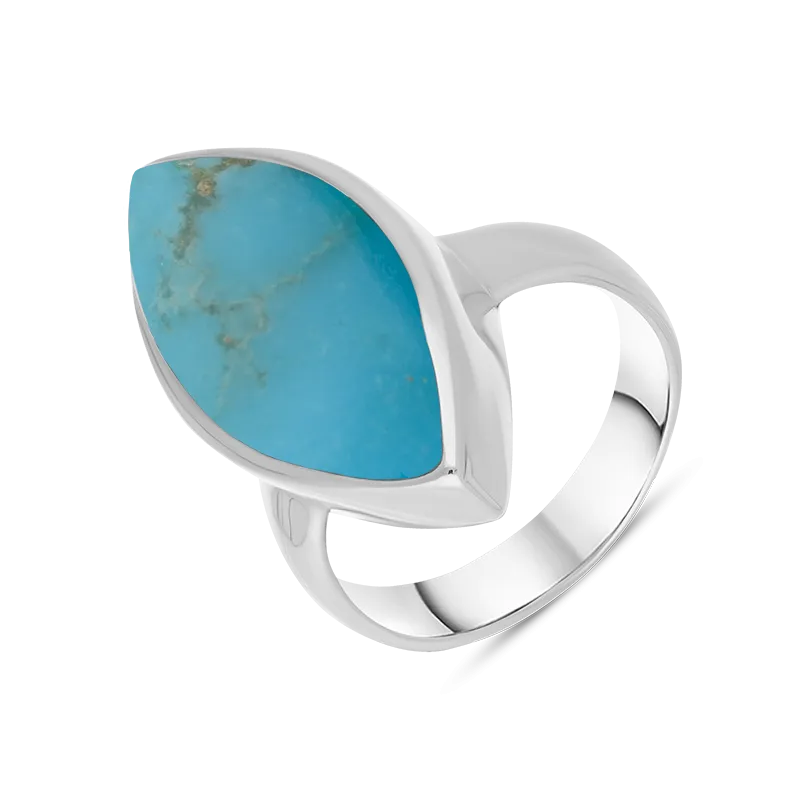 Sterling Silver Turquoise Chunky Marquise Ring D