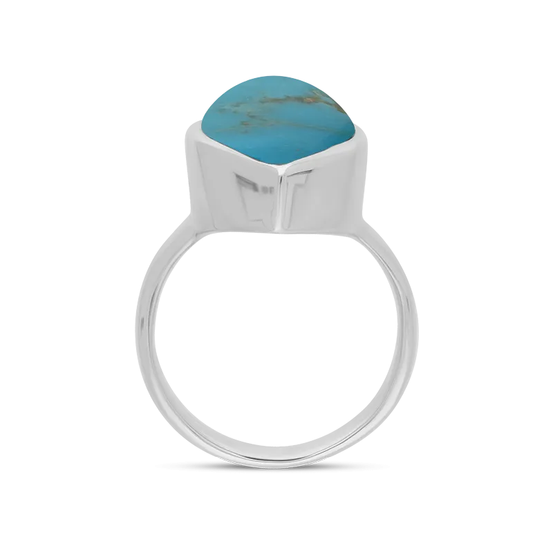 Sterling Silver Turquoise Chunky Marquise Ring D
